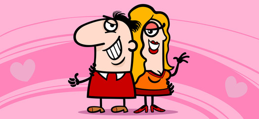 couple in love valentine card cartoon