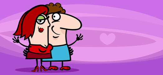 couple in love valentine card cartoon