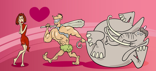 cavemen couple in love valentine card