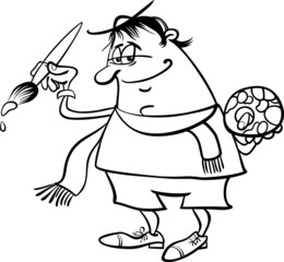 painter artist cartoon coloring page