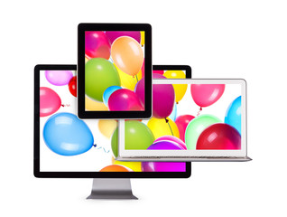 Birthday Balloons on computer Screen