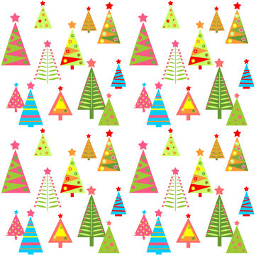 New Year wallpaper with colorful firs