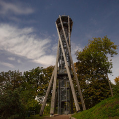 touristic viewing tower in Freiburg at night
