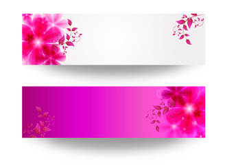 banner with flowers and leaves