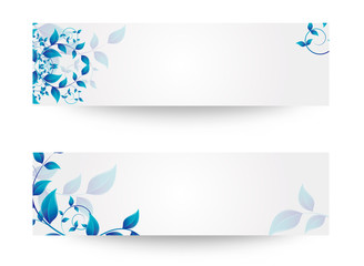 banner with flowers and leaves