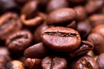 Coffee beans in canvas sack 