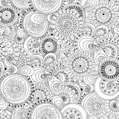 Seamless flower black and white retro background