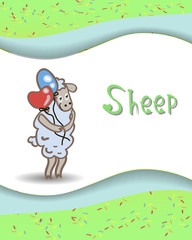 Alphabet animals sheep with balloons