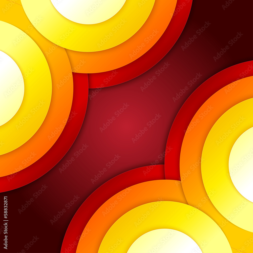 Poster abstract red and orange circles vector background