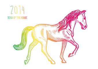 Multicolor Chinese New Year of horse 2014 isolated
