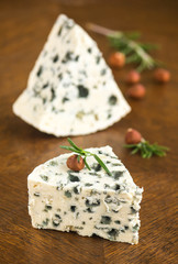Roquefort cheese, selective focus