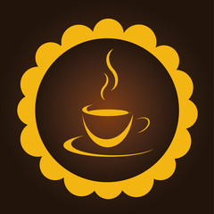 Tasse Gold Button Braun-Gold mit braunem Hintergund