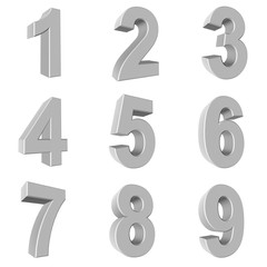 Naklejka premium Number from 1 to 9 in white over white background