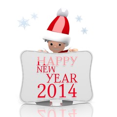 mini santa claus presents happy new year label