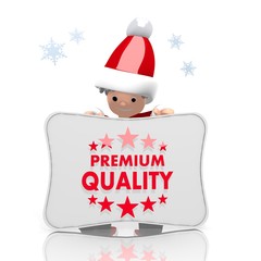 Fototapeta na wymiar mini santa claus presents premium quality label