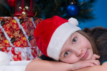 girl in santa hat