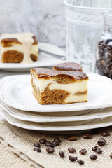 Piece of toffee and vanilla cake