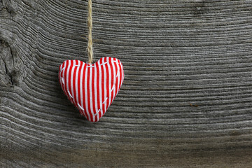 Merry Christmas Decoration Red Stripes Fabric Heart