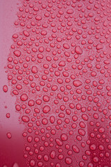 Drops of water on a red background