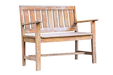Old wooden bench isolated