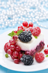 dessert - a piece of cake with fresh berries