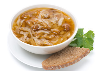 traditional Russian cabbage soup (shchi), isolated