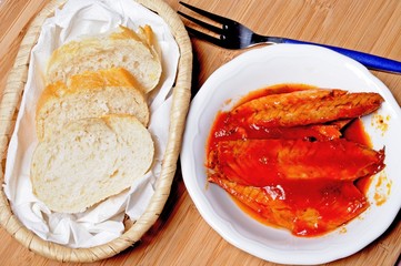 Mackerel fillets in tomato sauce tapas, Spain © Arena Photo UK