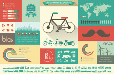 Obraz premium Flat Transportation Infographic Elements plus Icon Set. Vector.