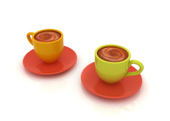 Coffee cups on saucer