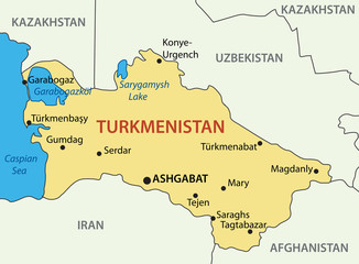 Turkmenistan - vector map - obrazy, fototapety, plakaty