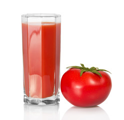 Glass of juice and the tomato