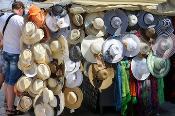 Fototapeta premium Hat shop on street market in Split, town in Croatia