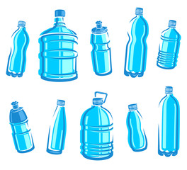 Bottles water set. Vector
