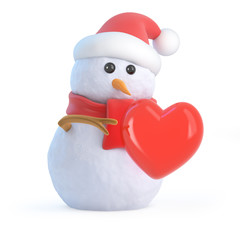 Santa snowman with romantic heart