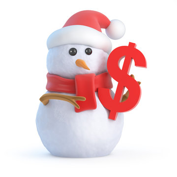 Santa snowman with US dollar symbol