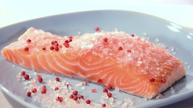 salmon fillet with himalayan salt and pepper
