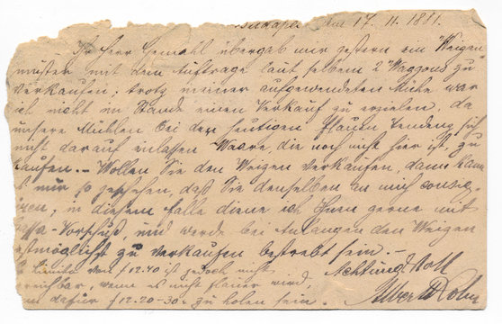 Fototapeta Old german handwriting - circa 1881