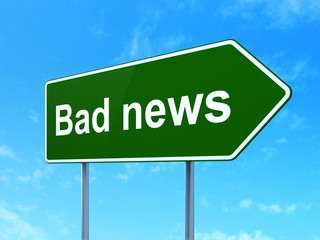 News concept: Bad News on road sign background