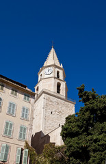 Fototapeta na wymiar Bell tower of Church Notre-Dame-des-Accoules in Marseilles