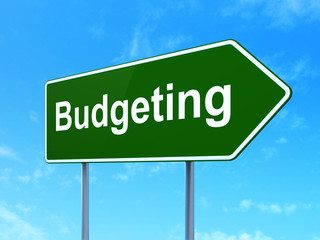 Business concept: Budgeting on road sign background