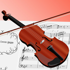 The violin with musical notes