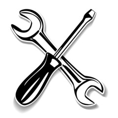 screwdriver and wrench icon. vector illustration