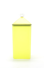 Yellow plastic container box isolated.