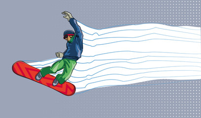 Stylized snowboarder. Template for poster design