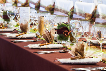 Table set for a wedding dinner
