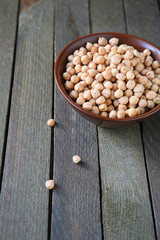 raw chickpeas in a bowl on the table