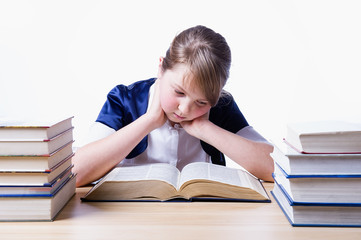 girl reading a book, learning
