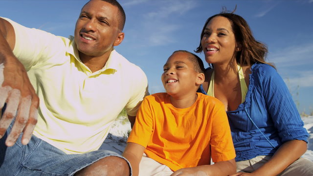 Portrait Healthy African American Family Outdoors