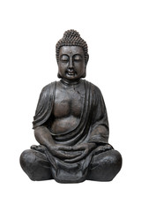 Bronze buddha statue isolated over white with clipping path
