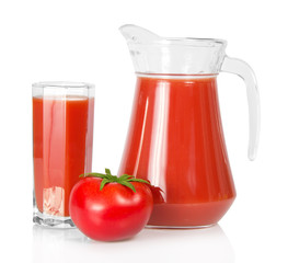Full decanter and juice glass the tomato